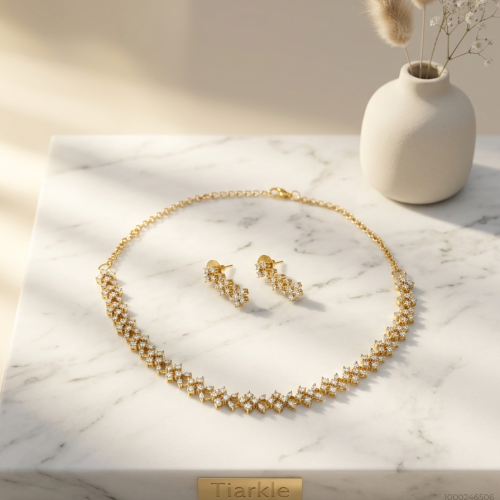 Criss-Cross American Diamond Necklace Set