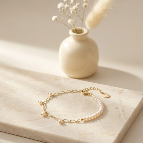 Half Pearl Rice Pearl Bracelet