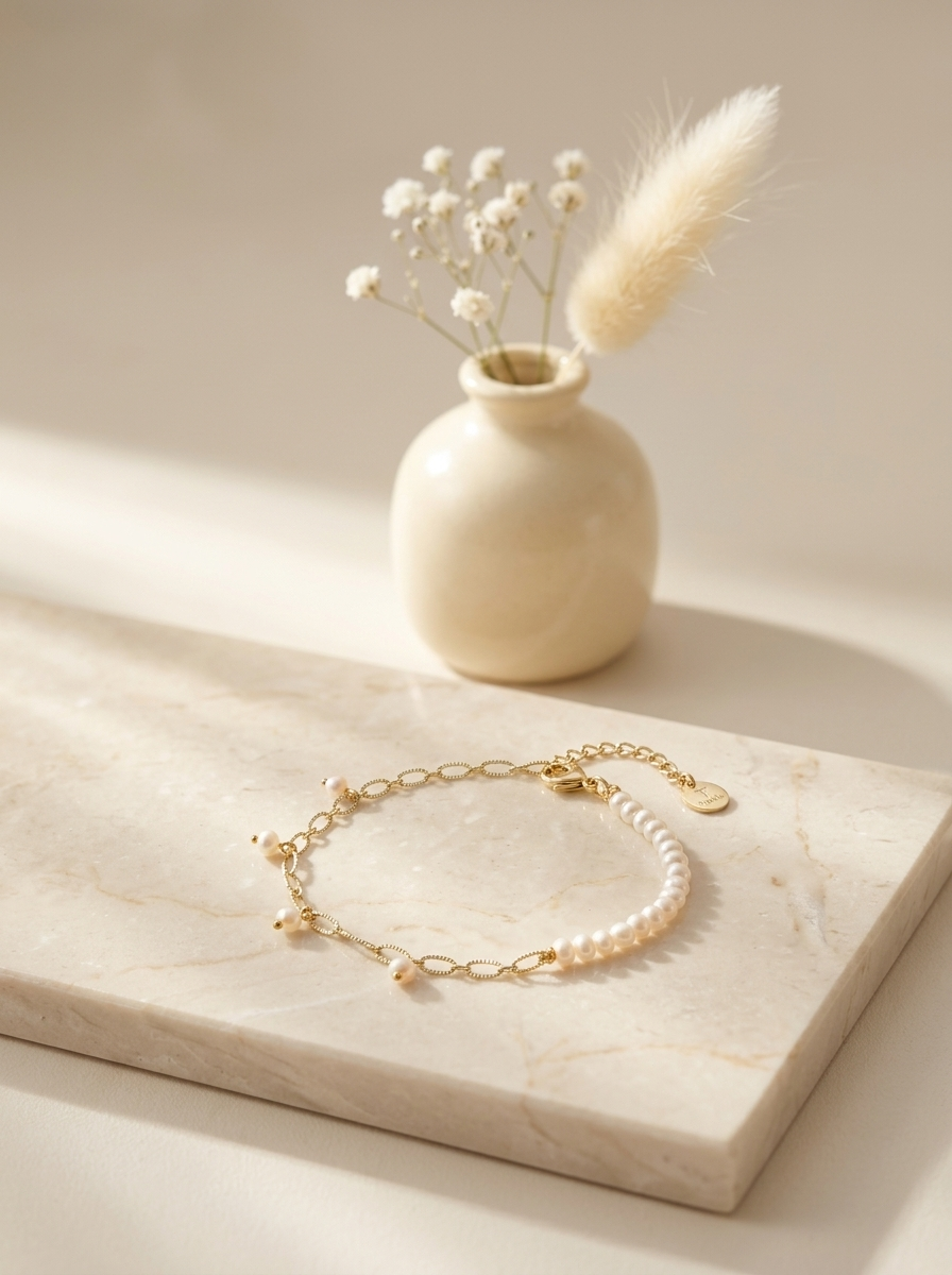 Half Pearl Rice Pearl Bracelet
