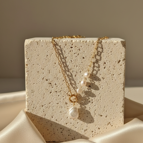 Layered Pearl Drop Necklace