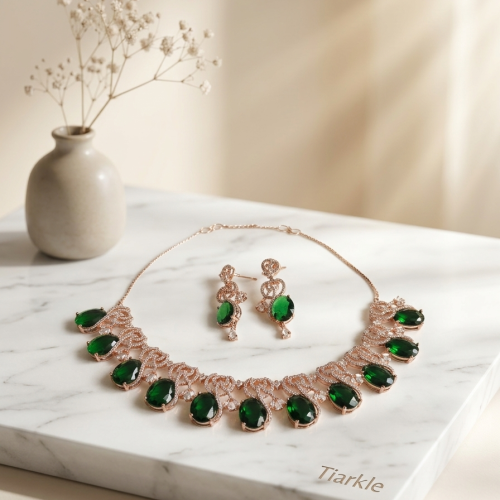 Leaf Vine American Diamond Necklace Set